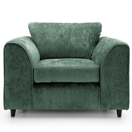 GILLIVER Crushed Chenille Fabric Armchair - Rifle Green