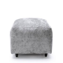 GILLIVER Crushed Chenille Fabric Footstool - Light Grey