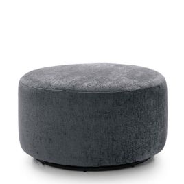 GILLIVER Crushed Chenille Fabric Swivel Footstool - Dark Grey