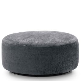 GILLIVER Crushed Chenille Fabric Large Swivel Footstool - Dark Grey