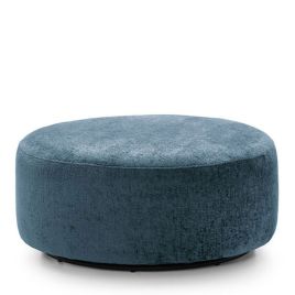GILLIVER Crushed Chenille Fabric Large Swivel Footstool - Dark Blue