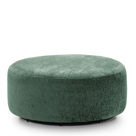GILLIVER Crushed Chenille Fabric Large Swivel Footstool - Rifle Green