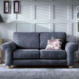 ZAZZLES Chenille Fabric 2 Seater Fullback Sofa - Dark Blue