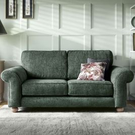 ZAZZLES Chenille Fabric 2 Seater Fullback Sofa - Jungle Green