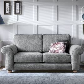 ZAZZLES Chenille Fabric 2 Seater Fullback Sofa - Steel Grey