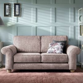 ZAZZLES Chenille Fabric 2 Seater Fullback Sofa - Woodrose