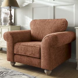 ZAZZLES Chenille Fabric Armchair - Burnt Orange