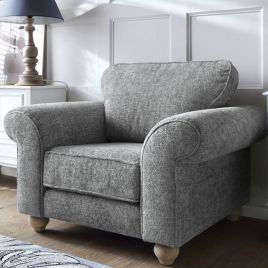 ZAZZLES Chenille Fabric Armchair - Steel Grey