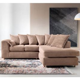 JASMINE Jumbo Cord 4 Seater L Shaped - Right Hand Facing Corner Sofa - Brown