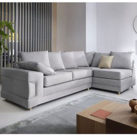 ROMEO Fabric 4 Seater L Shaped - Right Hand Facing Corner Sofa - Light Grey