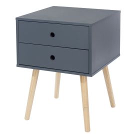 Bedside Table - SCANDIA 2 Drawer Nightstand Blue 40cm