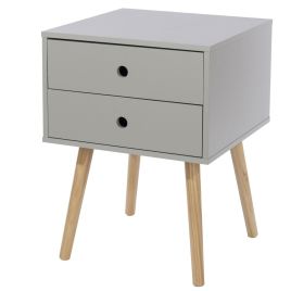 Bedside Table - SCANDIA 2 Drawer Nightstand Grey 40cm