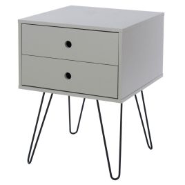Bedside Table - TELFORD 2 Drawer Nightstand Grey 40cm