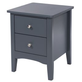 Bedside Table - COMO 2 Drawer Nightstand Blue 38cm