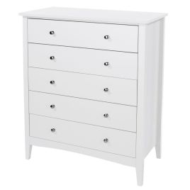 CASCAIS White Chest of Drawers - Medium-sized, 5 Drawers