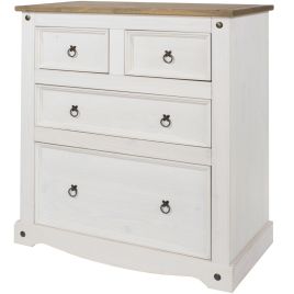 COBURG White Chest of Drawers - Large-sized, 4 Drawers