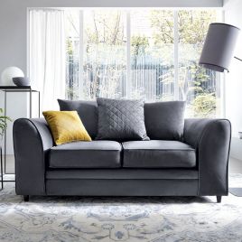BETHAN Velvet 2 Seater Sofa - Dark Grey