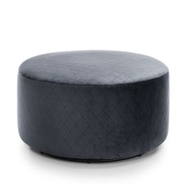 BETHAN Qulited Velvet Swivel Footstool - Dark Grey