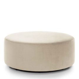 BETHAN Velvet Qulited Large Swivel Footstool - Cream
