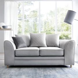 BETHAN Velvet 2 Seater Sofa - Light Grey
