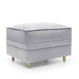 BETHAN Velvet Footstool - Light Grey