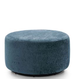 GILLIVER Crushed Chenille Fabric Swivel Footstool - Dark Blue