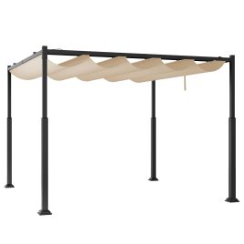 310 x 310cm Outdoor Pergola with Retractable Canopy-Beige