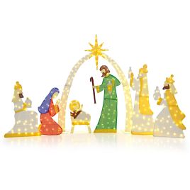 7 Pcs Lighted Nativity Scene with 310 Warm White LED Lights