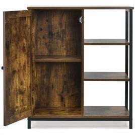 Sideboard - Industrial Styled Freestanding Storage Cupboard with 3 Side Shelves
