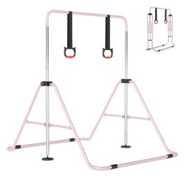 AVIRA Expandable Gymnastic Bar for Kids 4-Level Height Adjustable Gymnastic Bar-Pink