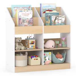 Kids Bookshelf with 8 Storage Compartments-White