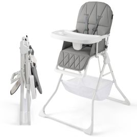 MYRA Portable High Chair with 3-Level Adjustable Tray and Footrest-Grey