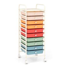 Storage Trolley - 10 Drawers Mobile Storage Trolley with 4 Wheels for Beauty-Colourful