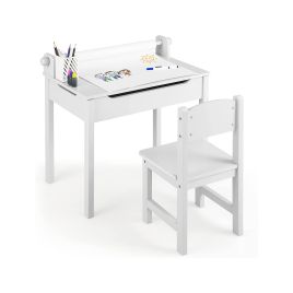 XOIN Kids Table and Chair Set with Paper Roll-White