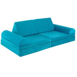 CINDERRA 6 Pieces Modular Convertible Kids Play Couch Sofa-Green