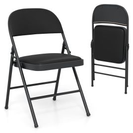 XVION Padded Party Chairs with Metal Frame for Indoor Outdoor Use-Black