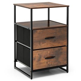FERDINAND Oak Finish Chest of Drawers - Small-sized, 2 Drawers