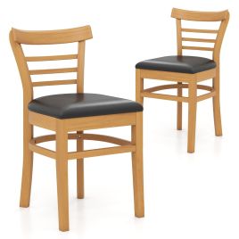 RIREX Modern Dining Chair Set of 2 with Rubber Wood Legs and Padded Seat-Brown