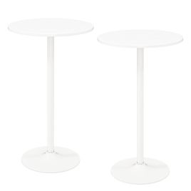 TORVIX Round Bar Table with Adjustable Height and Metal Base Set of 2-White