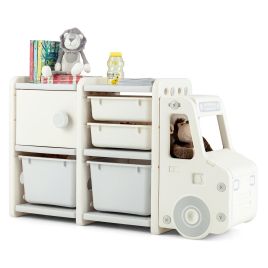 Kids Storage Units with 2 Plastic Bins and 2 Drawers - Beige