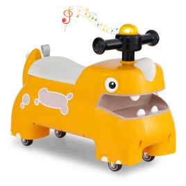 ULWICK Toddler Ride on Toy with Under Seat Storage with Music and Lights-Yellow