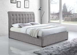 Double Bed - HAMVISTA 4ft6 Fabric Bed Light Grey