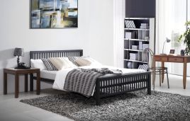 Double Bed - MERAVON 4ft6 Metal Bed Charcoal Black