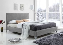 Double Bed - BROXLEY 4ft6 Fabric Bed Light Grey