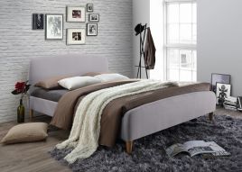Double Bed - GENARA 4ft6 Fabric Bed Light Grey