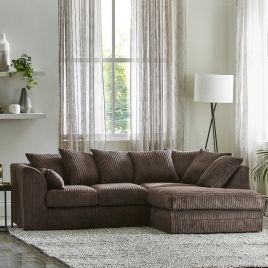 MONA Jumbo Cord 4 Seater L Shaped - Right Hand Facing Corner Sofa - Chocolate Brown
