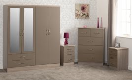 NEWBIGGIN 4 Door Wardrobe Set 4 Piece - Light Oak and Beige
