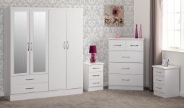 NEWBIGGIN 4 Door Wardrobe Set 4 Piece - White Gloss