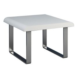 Modern Nauvoo Lamp Side Table with Sleek Metal Grey Legs in Black High Gloss Finish