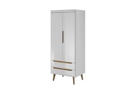 Serie 2 Door Wardrobe - White High Gloss with Oak Riviera Decor Legs